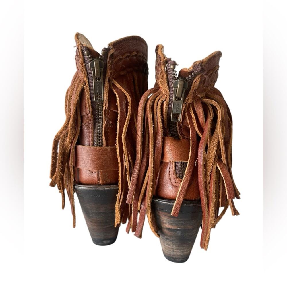 Freebird Womens TONTO Fringed Distressed Brown Leather Ankle Zip Boots Sz 6 - Picture 3 of 7